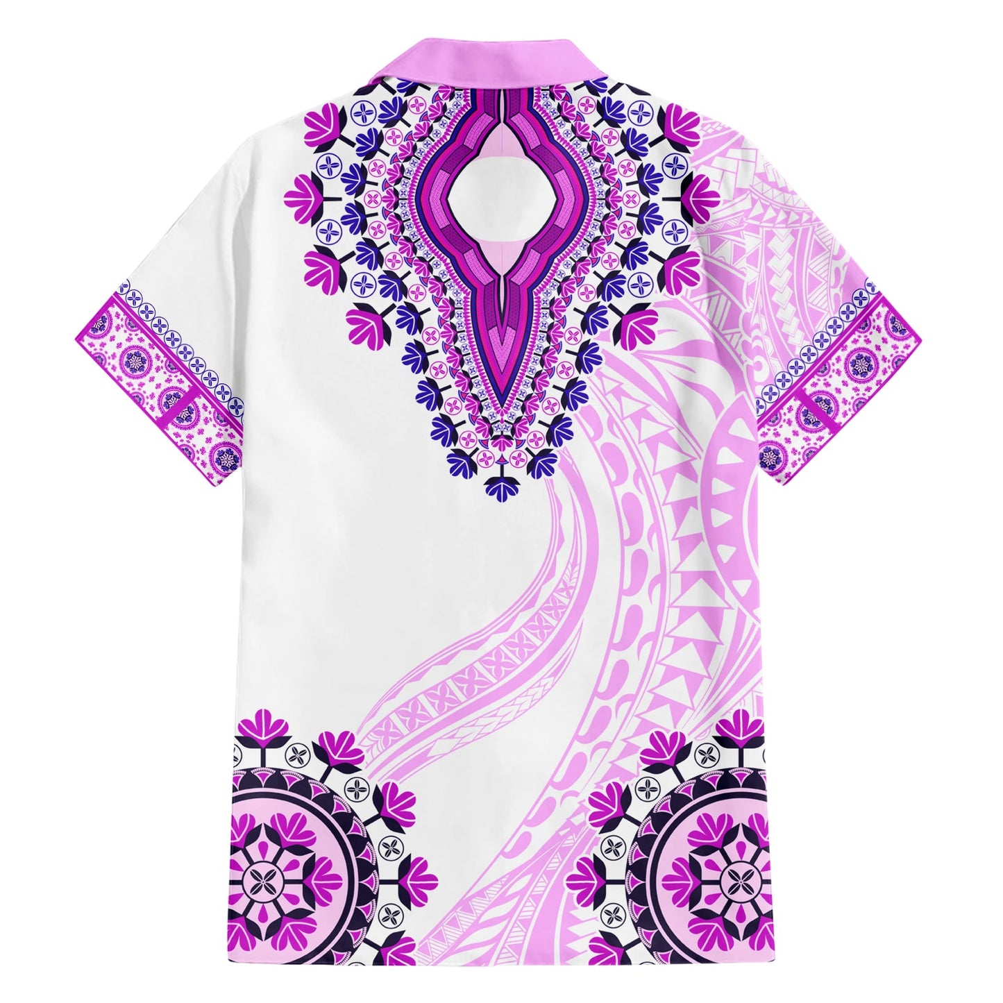 Afrika Dashiki Hawaiihemd mit polynesischem Muster Rosa Version LT05