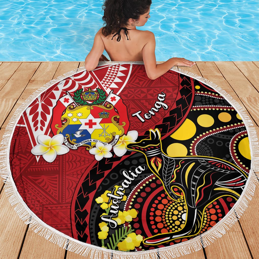 Hawaii Tapa Muster mit brauner Hibiskus Stranddecke sandfrei LT05