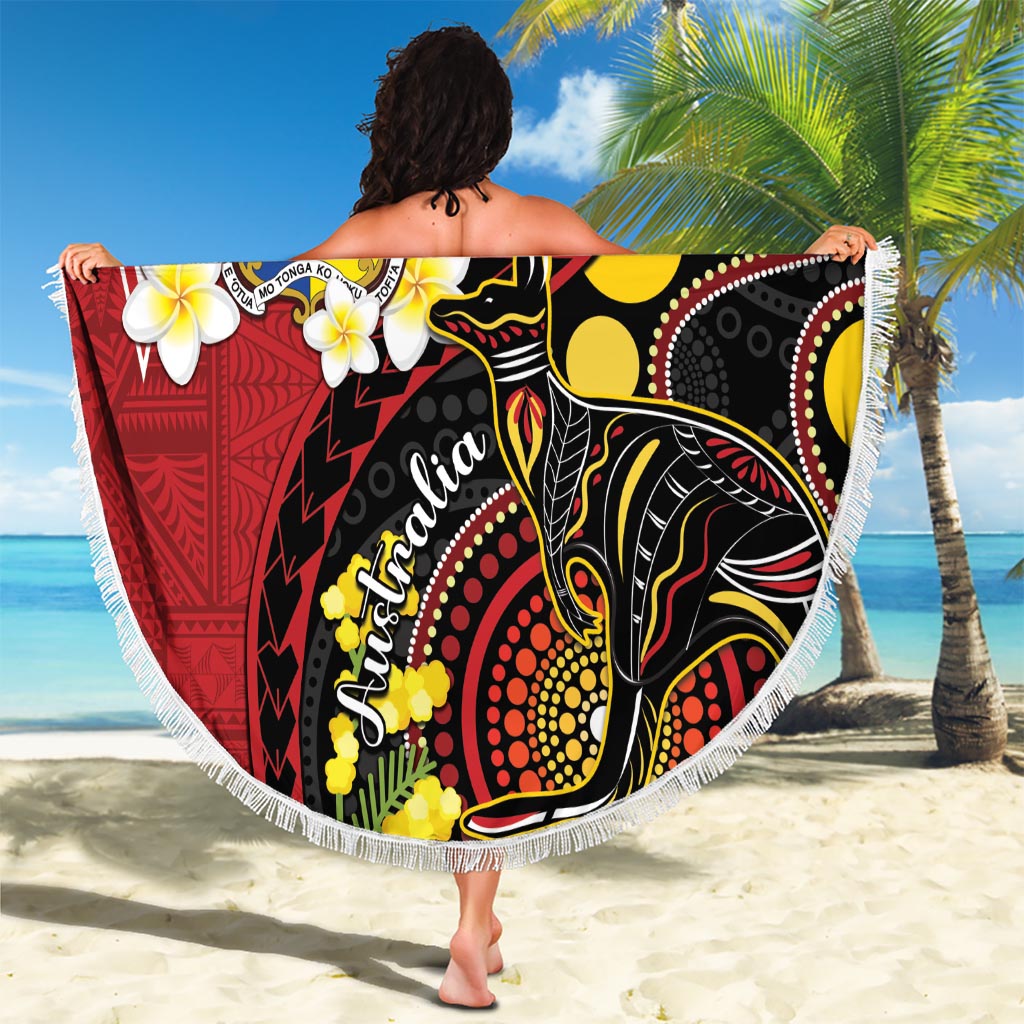 Hawaii Tapa Muster mit brauner Hibiskus Stranddecke sandfrei LT05