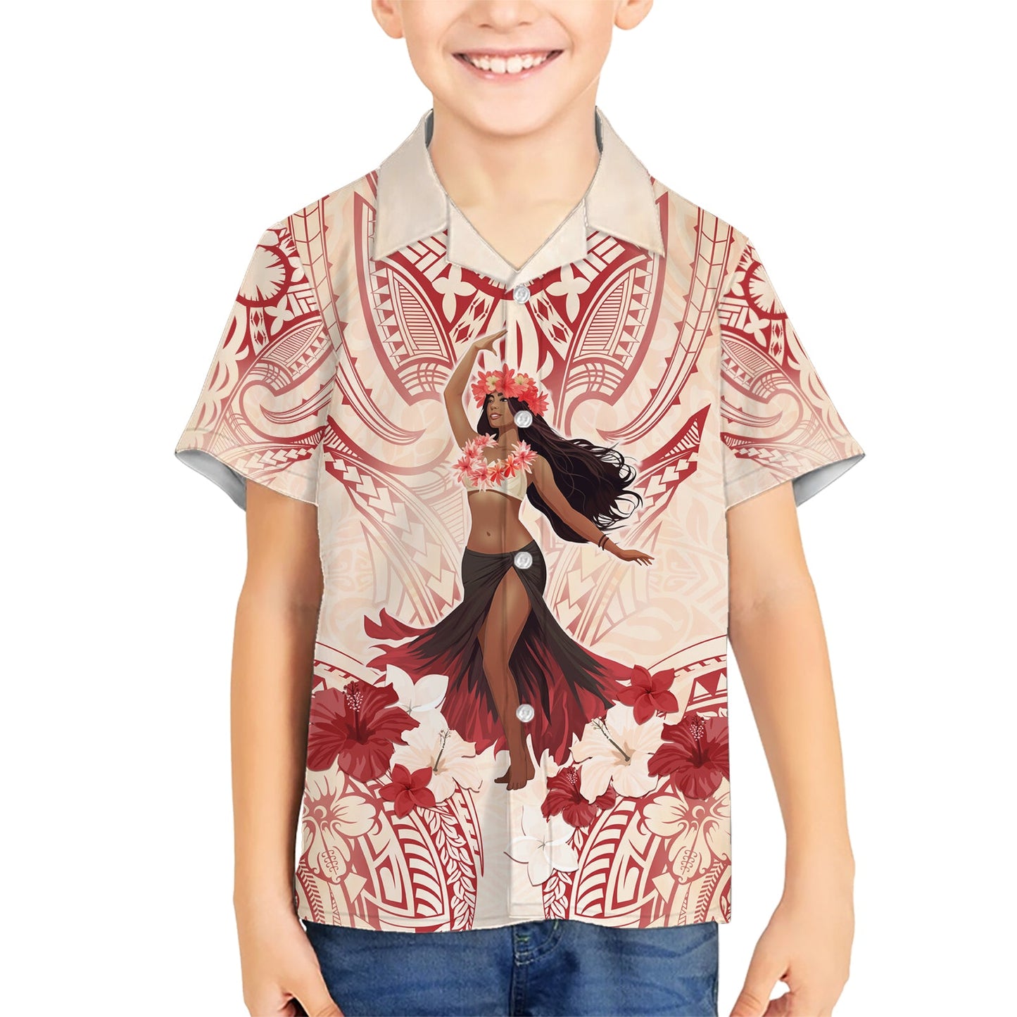 Tahiti Damentag Hawaiihemd mit polynesischem Muster LT05