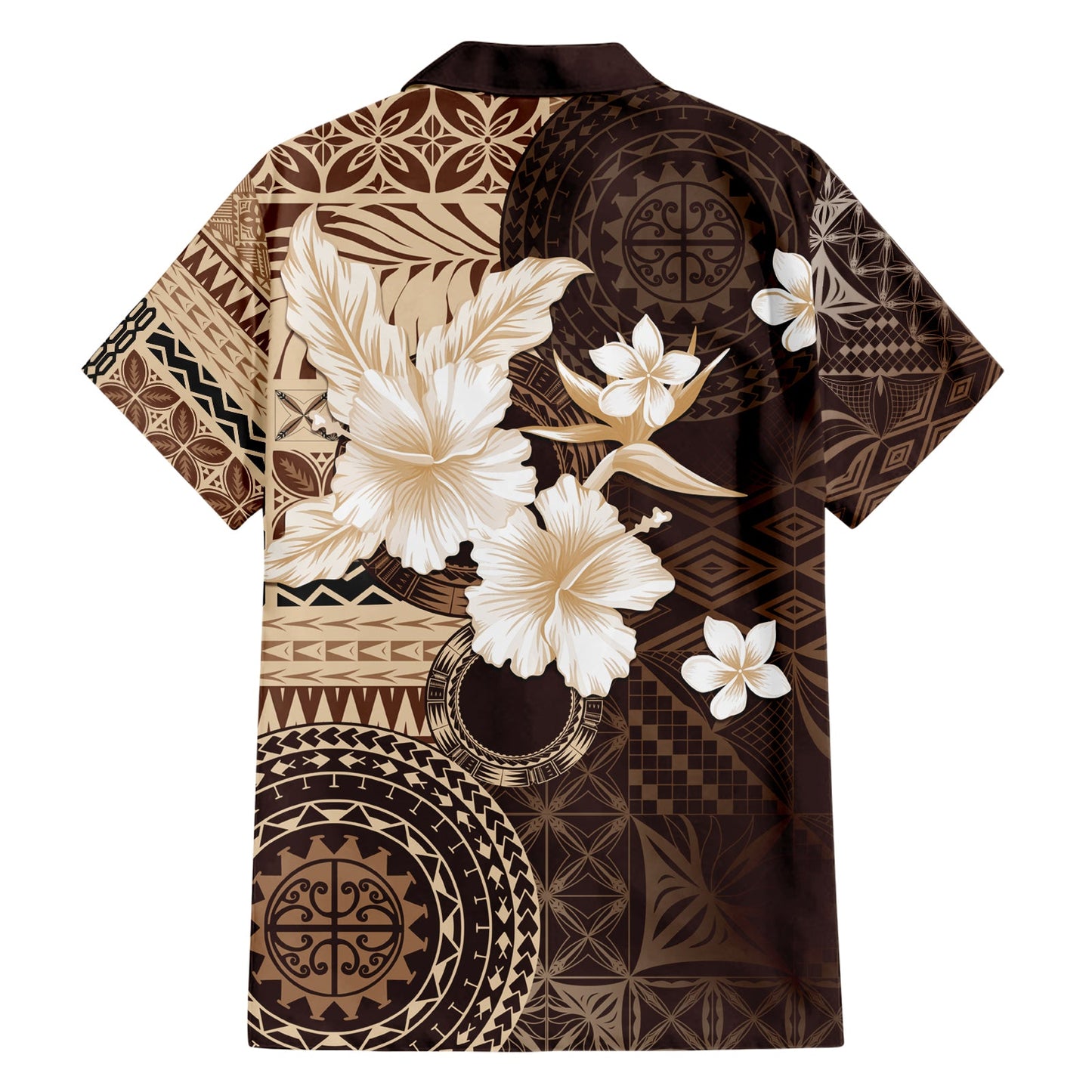 Samoa Siapo-Muster mit braunem Hibiskus-Hawaii-Hemd LT05