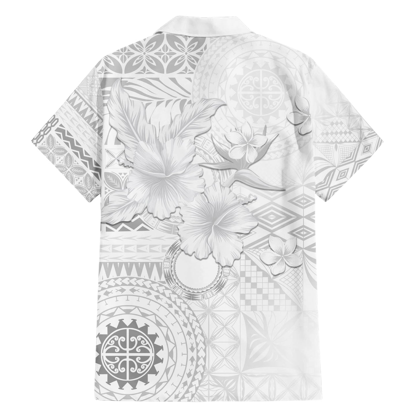 Samoa Siapo-Muster mit weißem Hibiskus-Hawaii-Hemd LT05