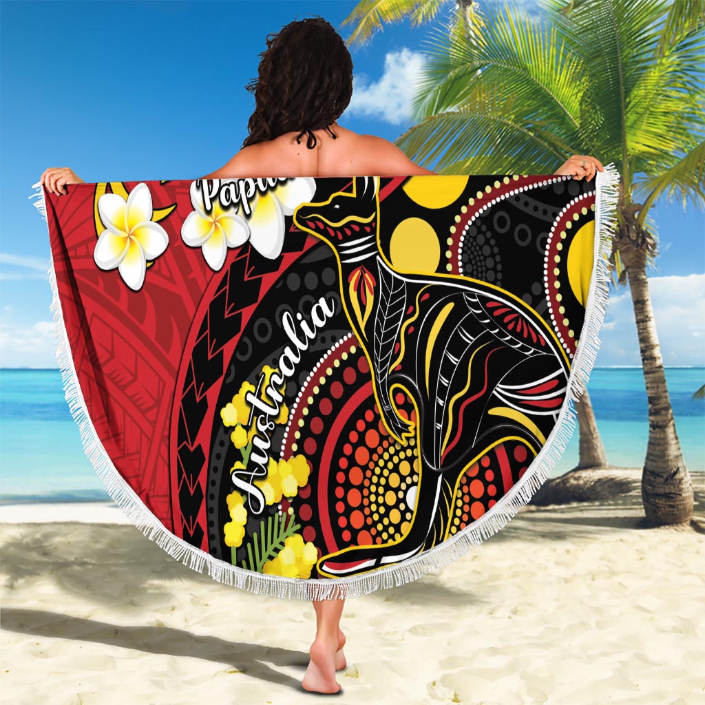 Hawaii Tapa Muster mit violetter Hibiskus Stranddecke sandfrei LT05