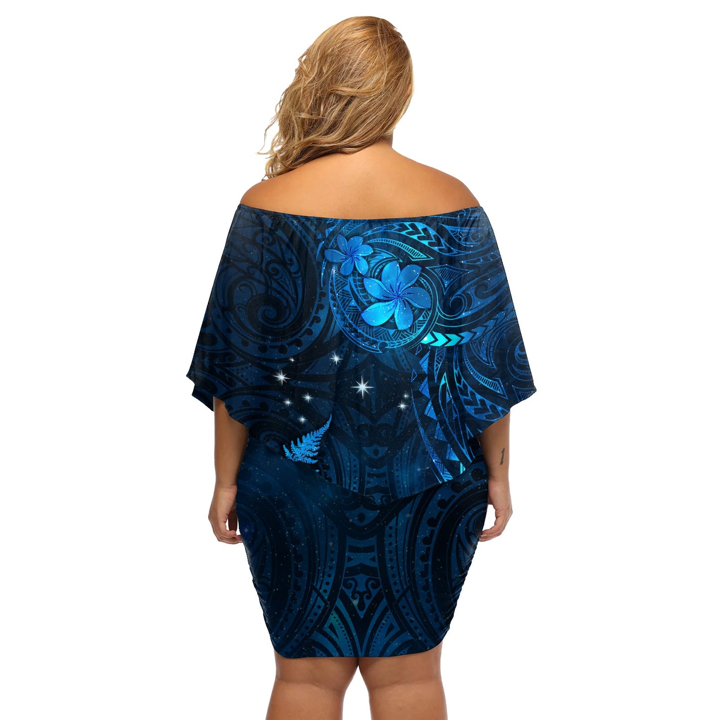 Neuseeland Matariki Off Shoulder Kurzes Kleid blumen Maori Neujahr LT05
