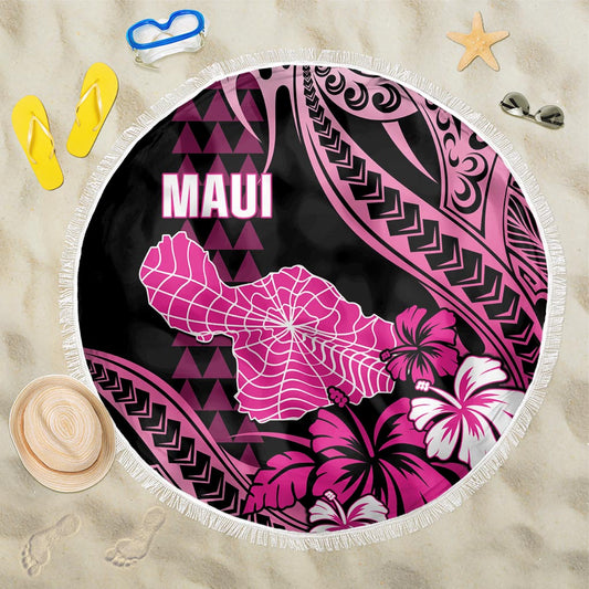 Hawaii Maui Upena Kiloi Beach Blanket Kakau Tribal Pattern Pink Version