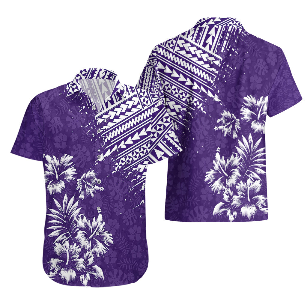 Hawaii Sommer Hawaiihemd Mix Polynesian Lila LT6