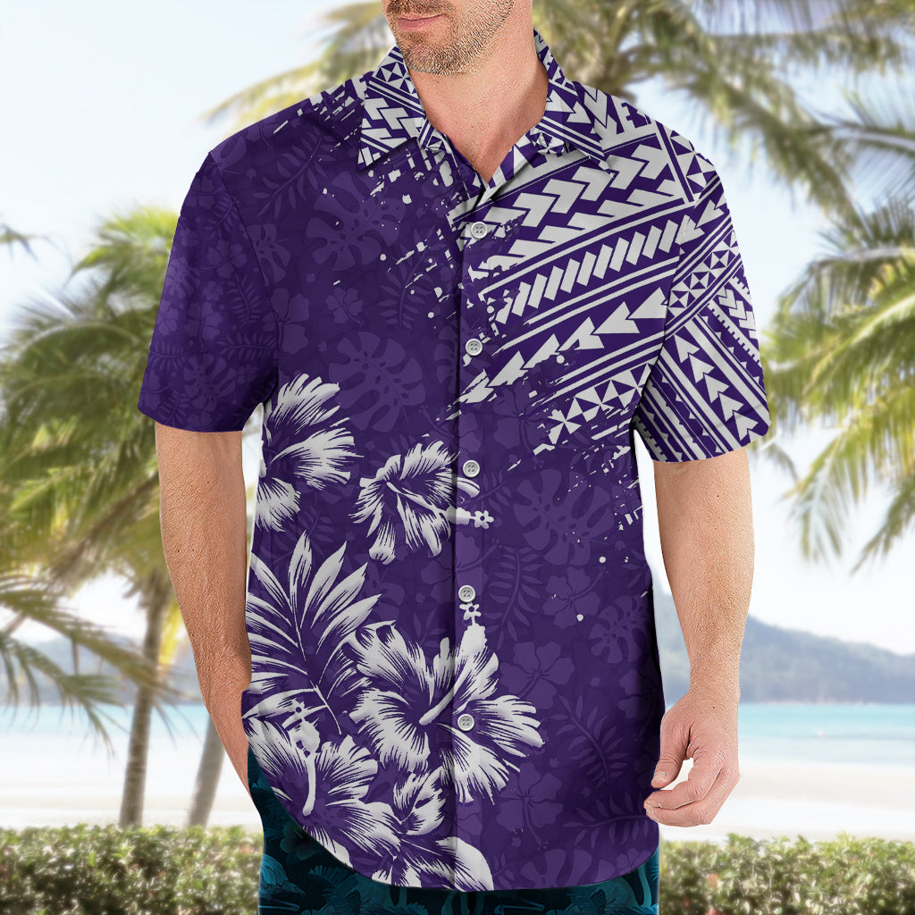 Hawaii Sommer Hawaiihemd Mix Polynesian Lila LT6