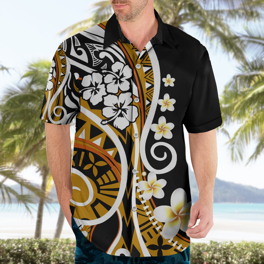 Plumeria Polynesisches Hawaiihemd Trending Gold LT6