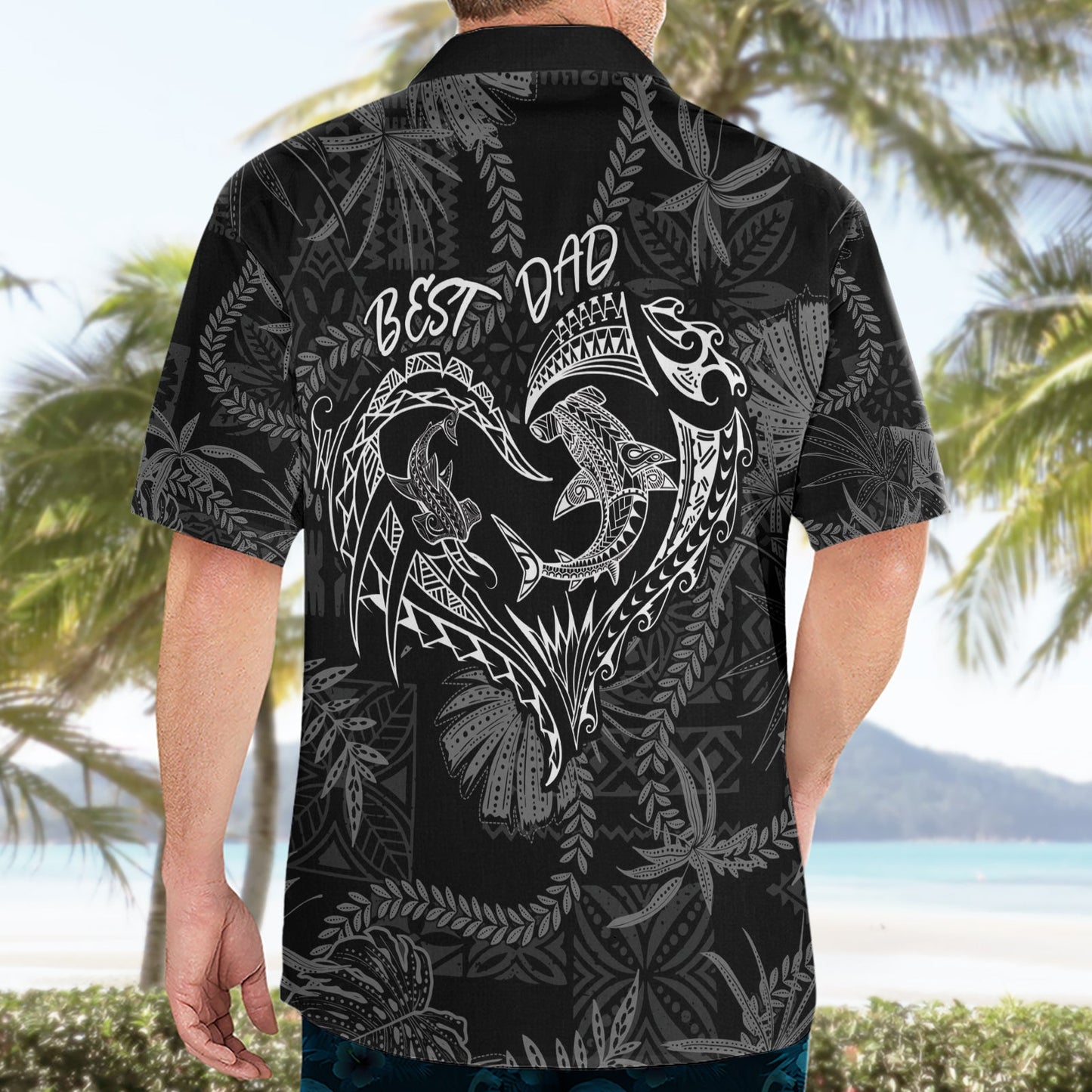 Hawaii Vatertag Vintage Lei Hawaiihemd Hauoli la Makuakane - Schwarz LT7