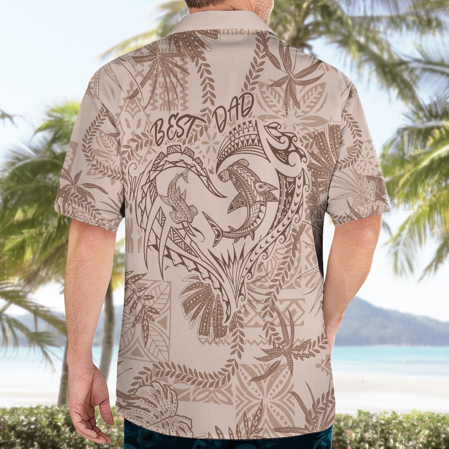 Hawaii Vatertag Vintage Lei Hawaiihemd Hauoli la Makuakane - Beige LT7