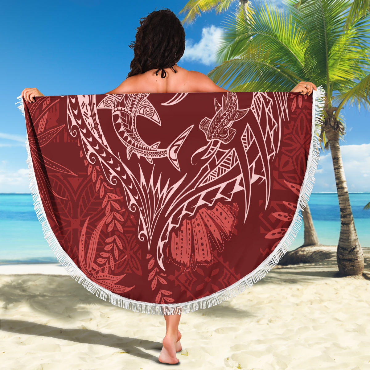Tonga Unabhängigkeitstag Stranddecke Tongatapu Löwe Ngatu Motive LT7
