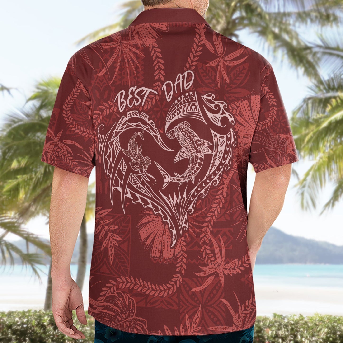 Hawaiian Vatertag Vintage Lei Hawaiihemd Hauoli la Makuakane - Rot LT7