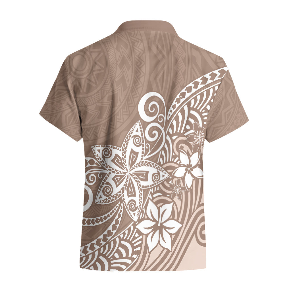 Polynesisches Hawaiihemd Plumeria Beige Curves LT7