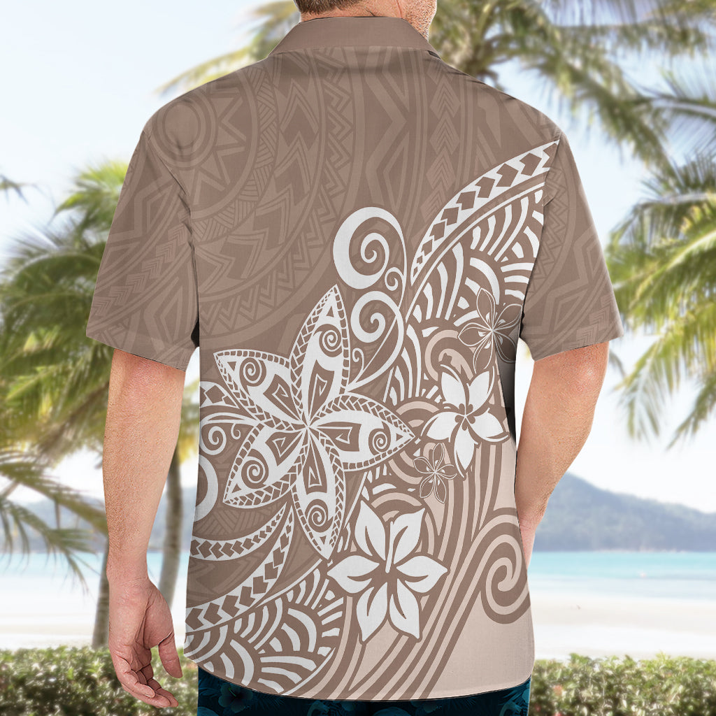 Polynesisches Hawaiihemd Plumeria Beige Curves LT7