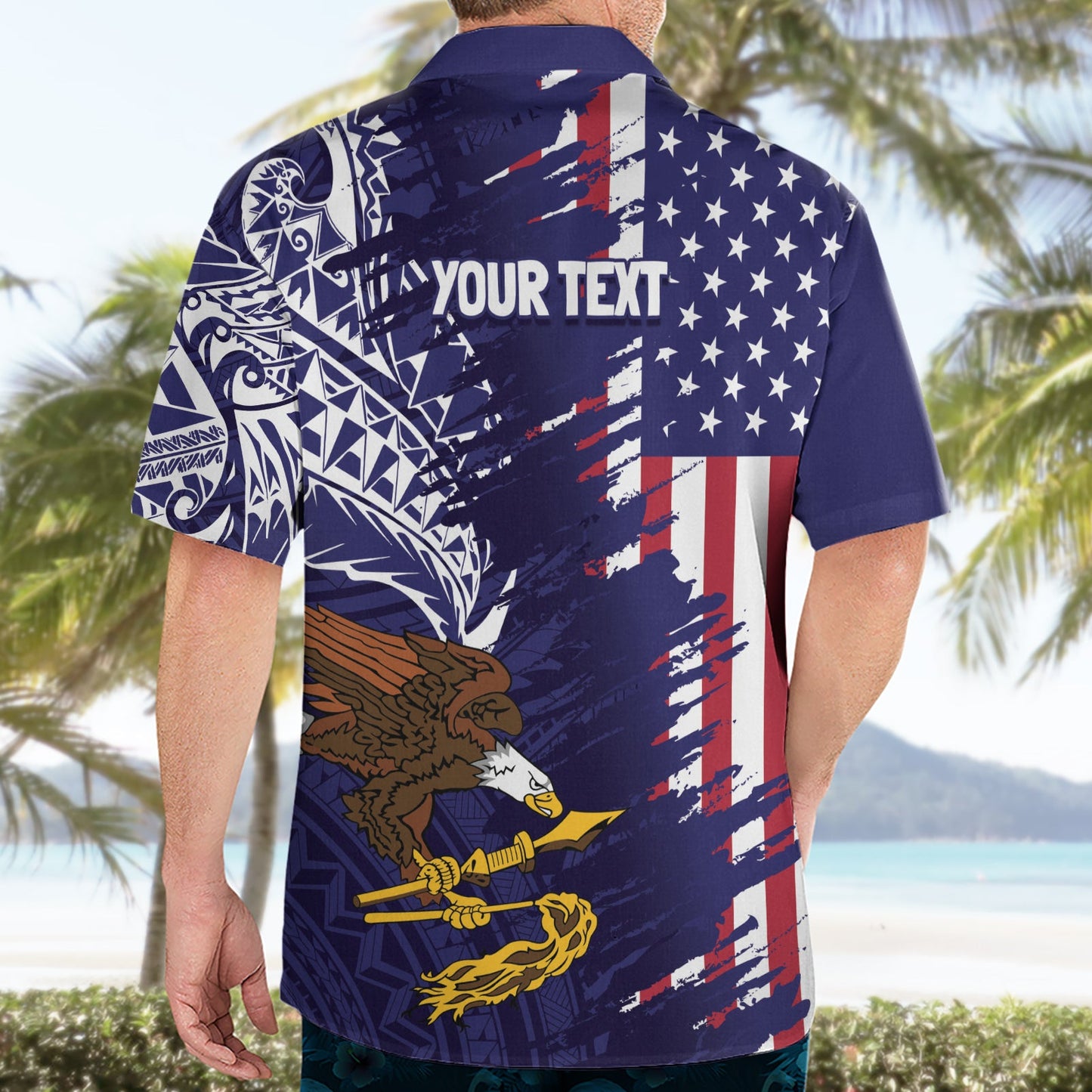 Amerikanisch-Samoa Mix US Hawaiihemd Flagge Tag Grunge Style LT7