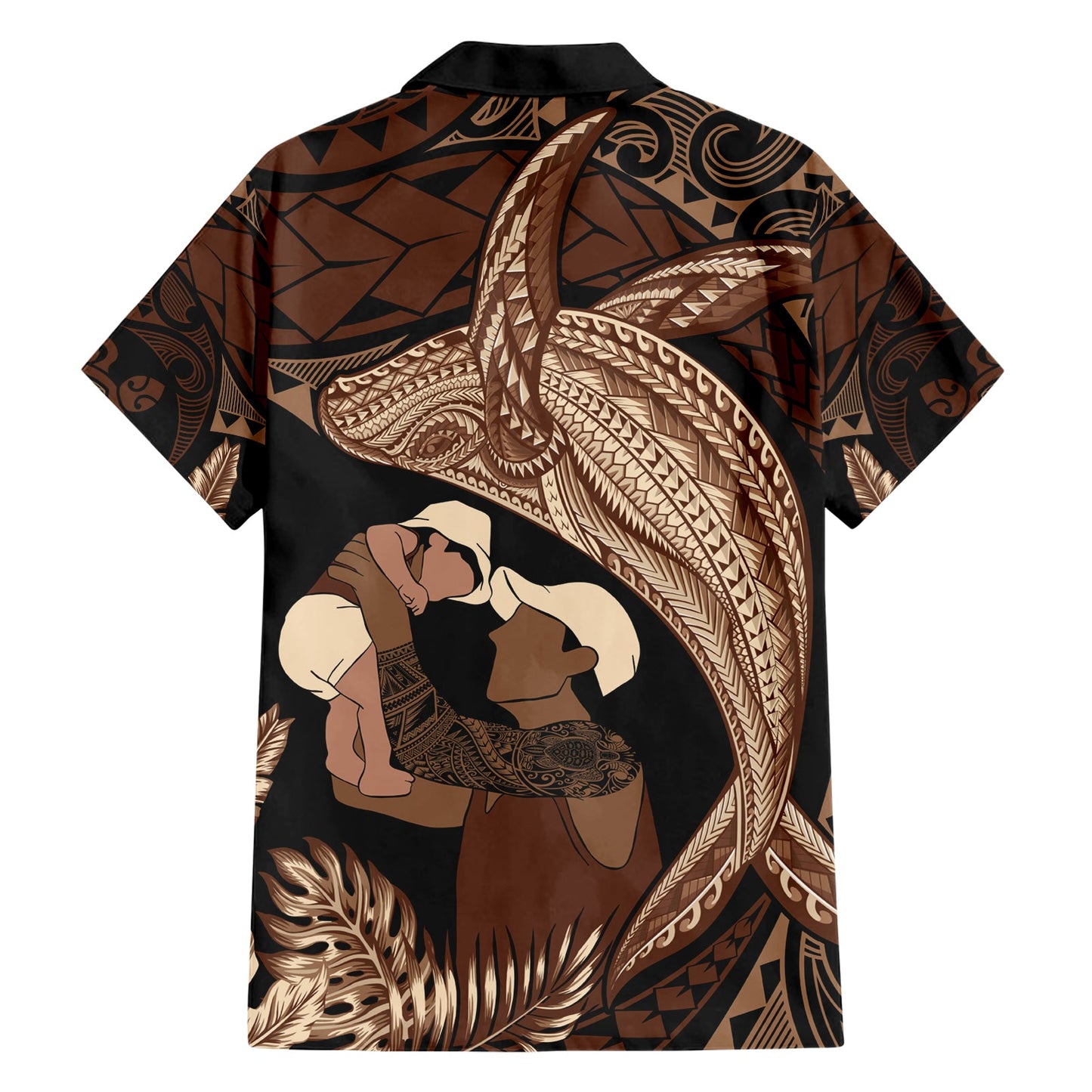 Vatertag Polynesian Muster Hawaiihemd Tropischer Buckelwal LT7