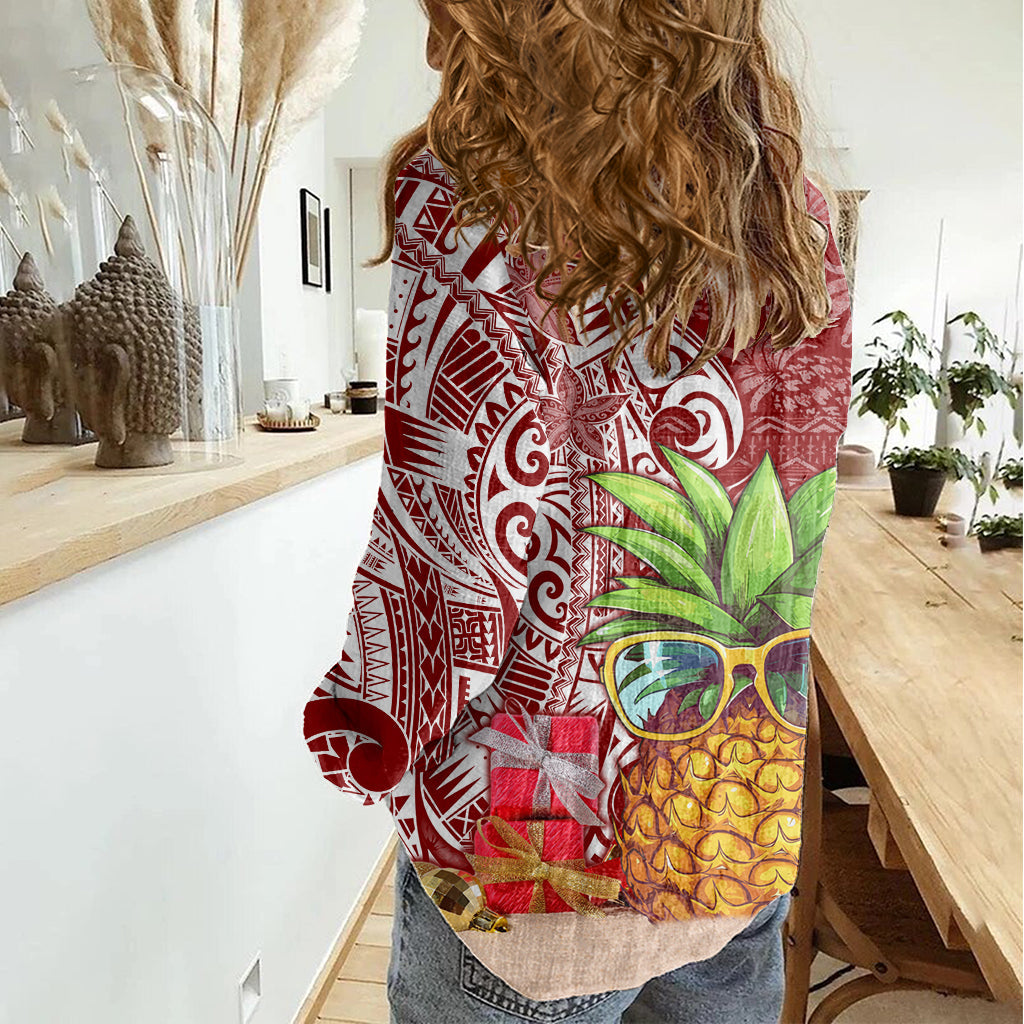 Mele Kalikimaka Hawaii Weihnachten Damen Freizeithemd Ananas Party LT7