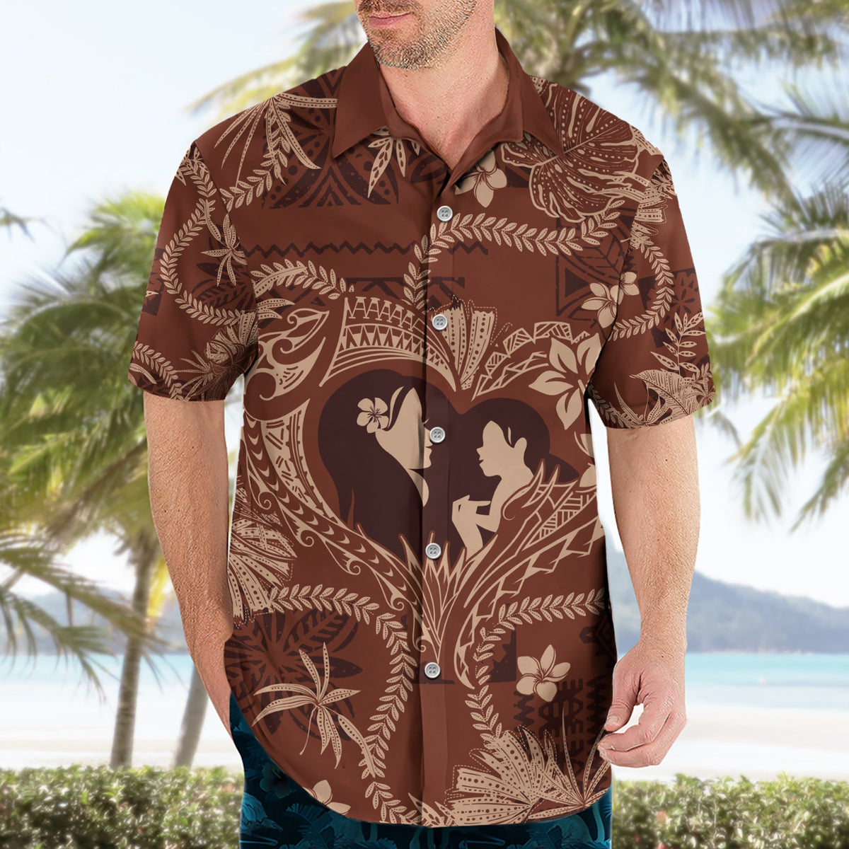 Hawaii Plumeria Hawaiihemd Hau'oli la Makuahine Sonnenbrand LT7