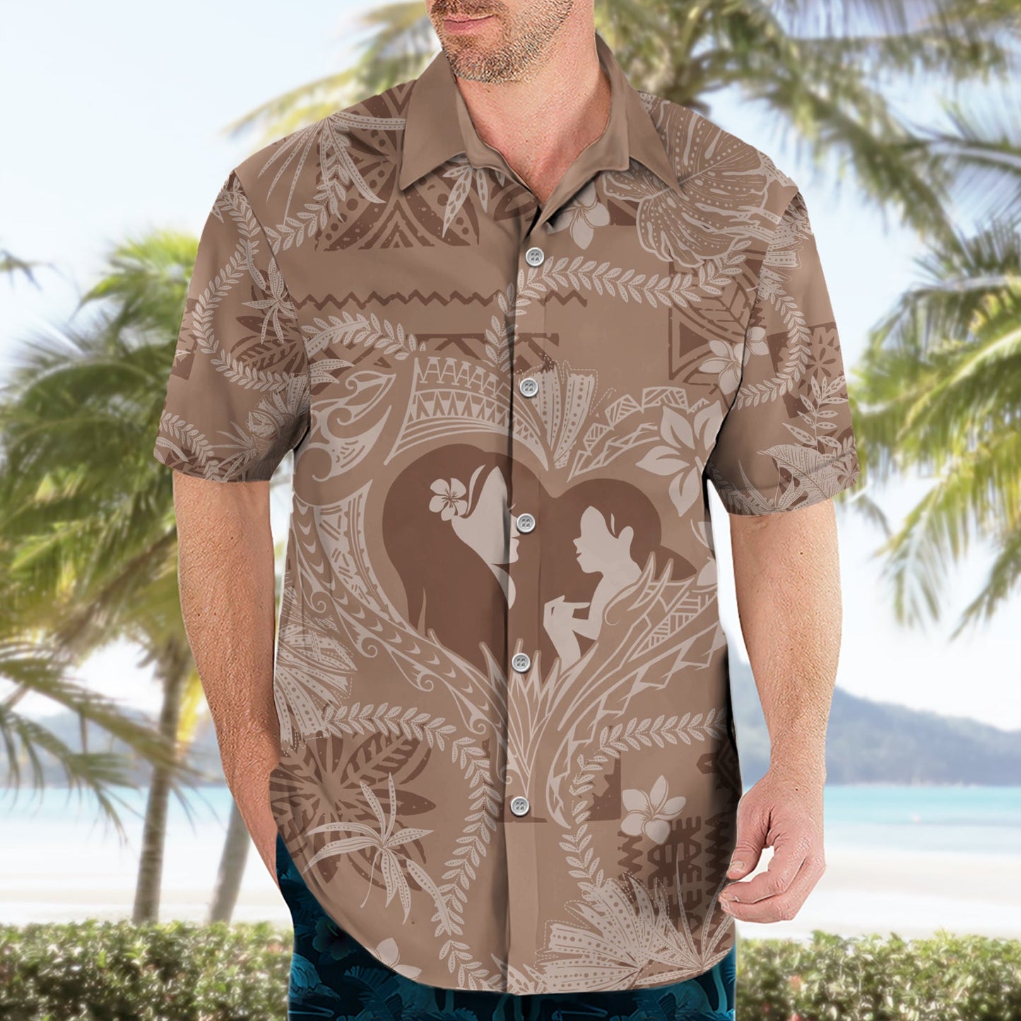 Hawaii Plumeria Hawaiihemd Hau'oli la Makuahine Beige LT7