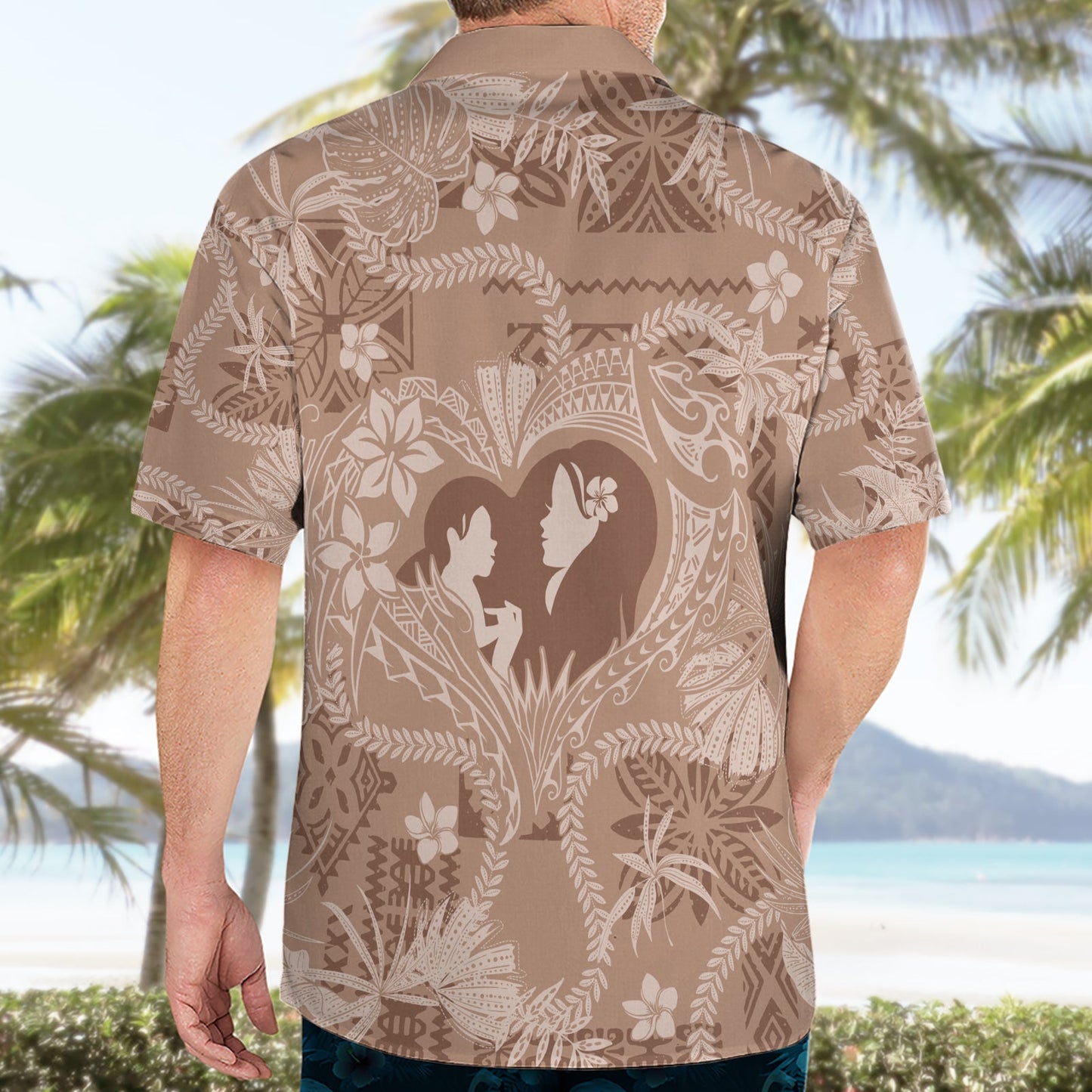 Hawaii Plumeria Hawaiihemd Hau'oli la Makuahine Beige LT7