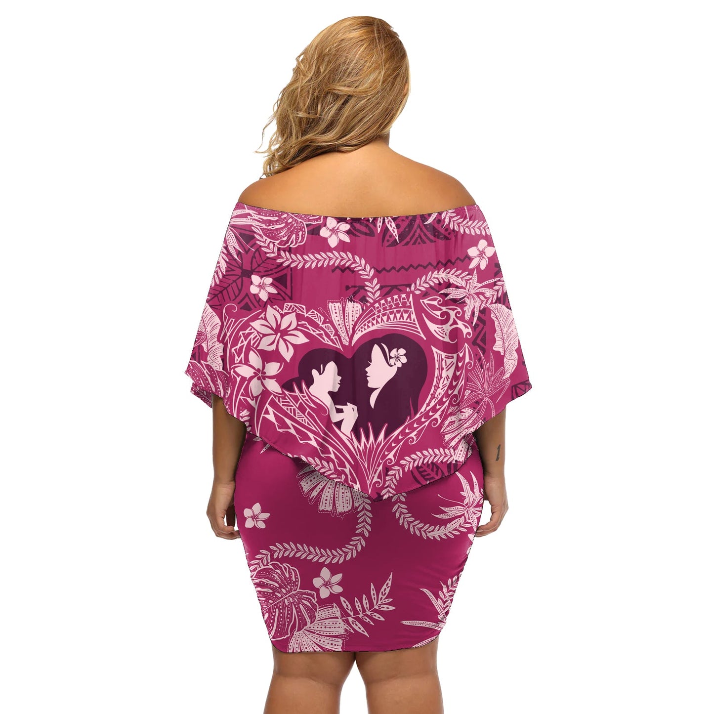 Hawaii Plumeria schulterfreies kurzes Kleid blumen Hau'oli la Makuahine Rosy LT7