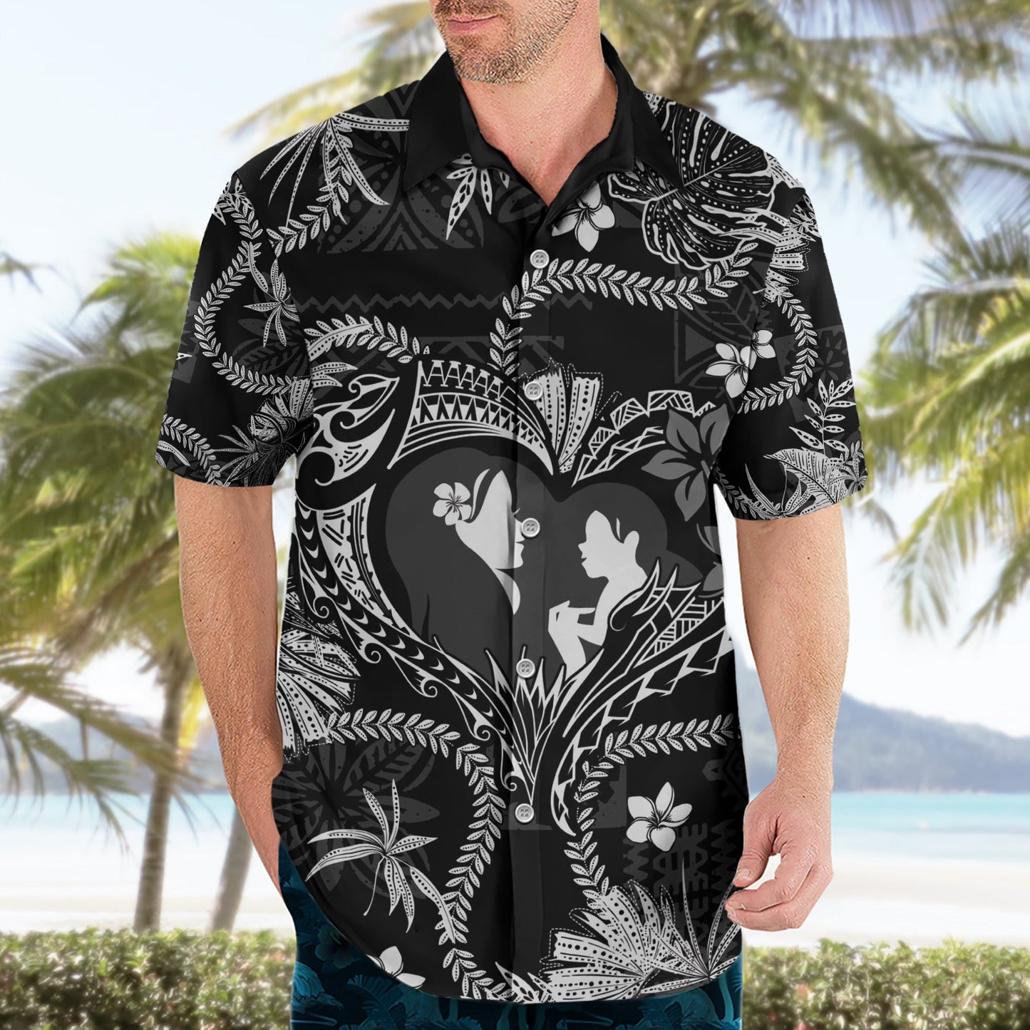 Hawaii Plumeria Hawaiihemd Hau'oli la Makuahine Monochrom LT7