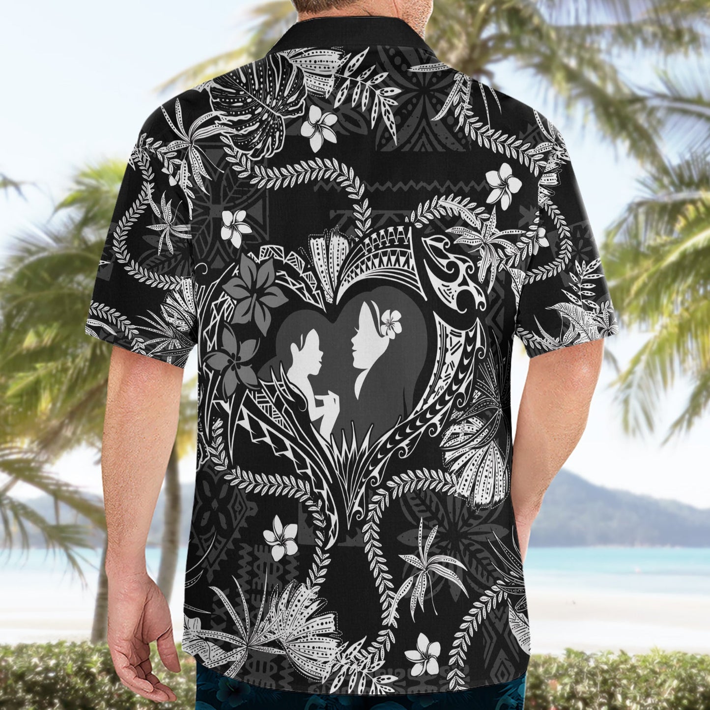 Hawaii Plumeria Hawaiihemd Hau'oli la Makuahine Monochrom LT7
