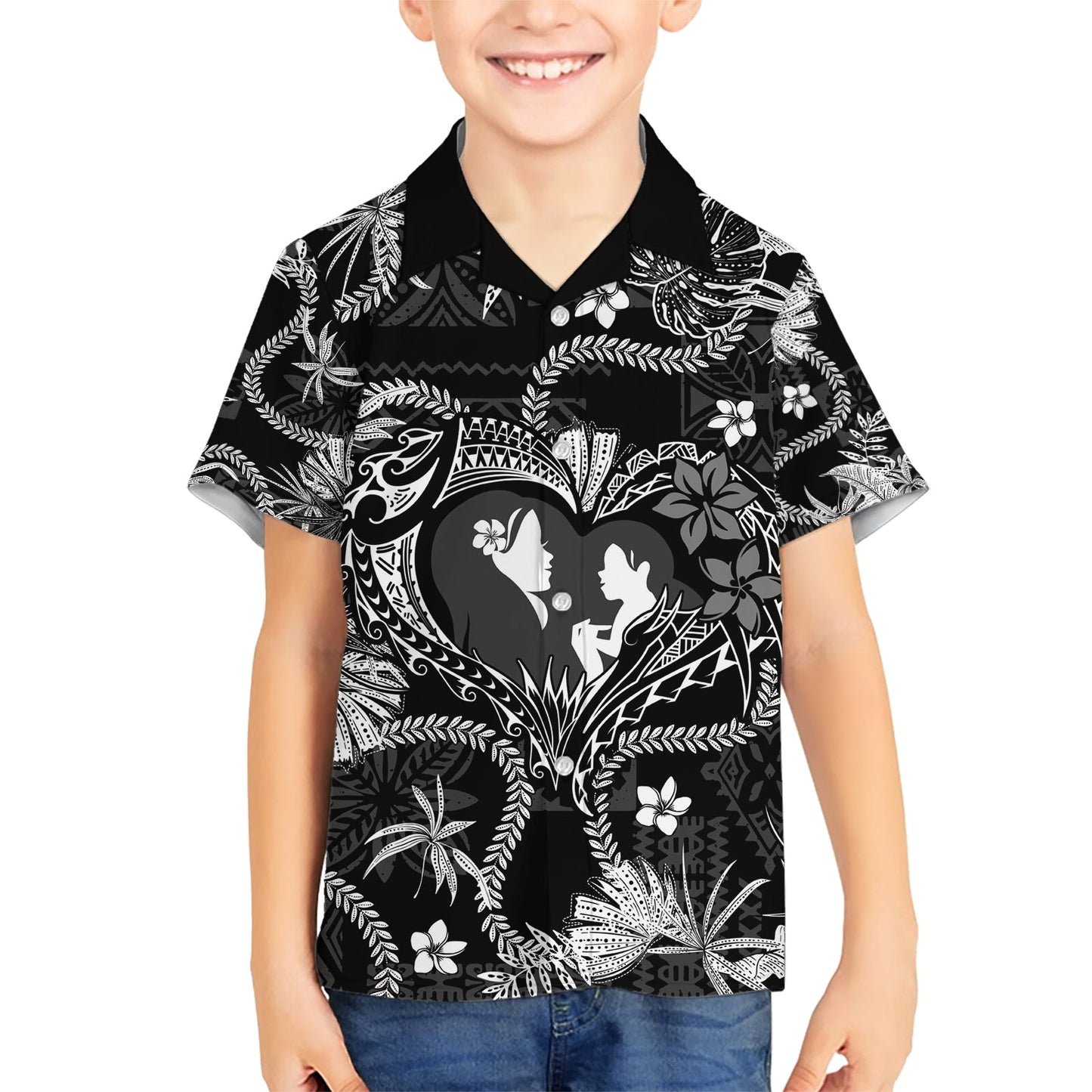 Hawaii Plumeria Hawaiihemd Hau'oli la Makuahine Monochrom LT7