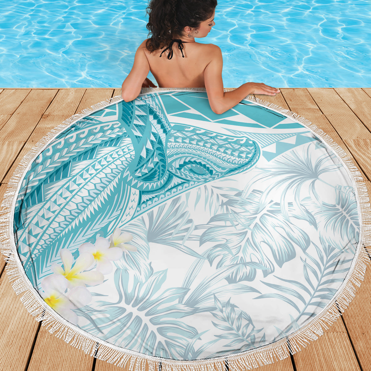 Samoa Siapo Motiv und Tapa Muster Halbstil Stranddecke Gelb Farbe LT03