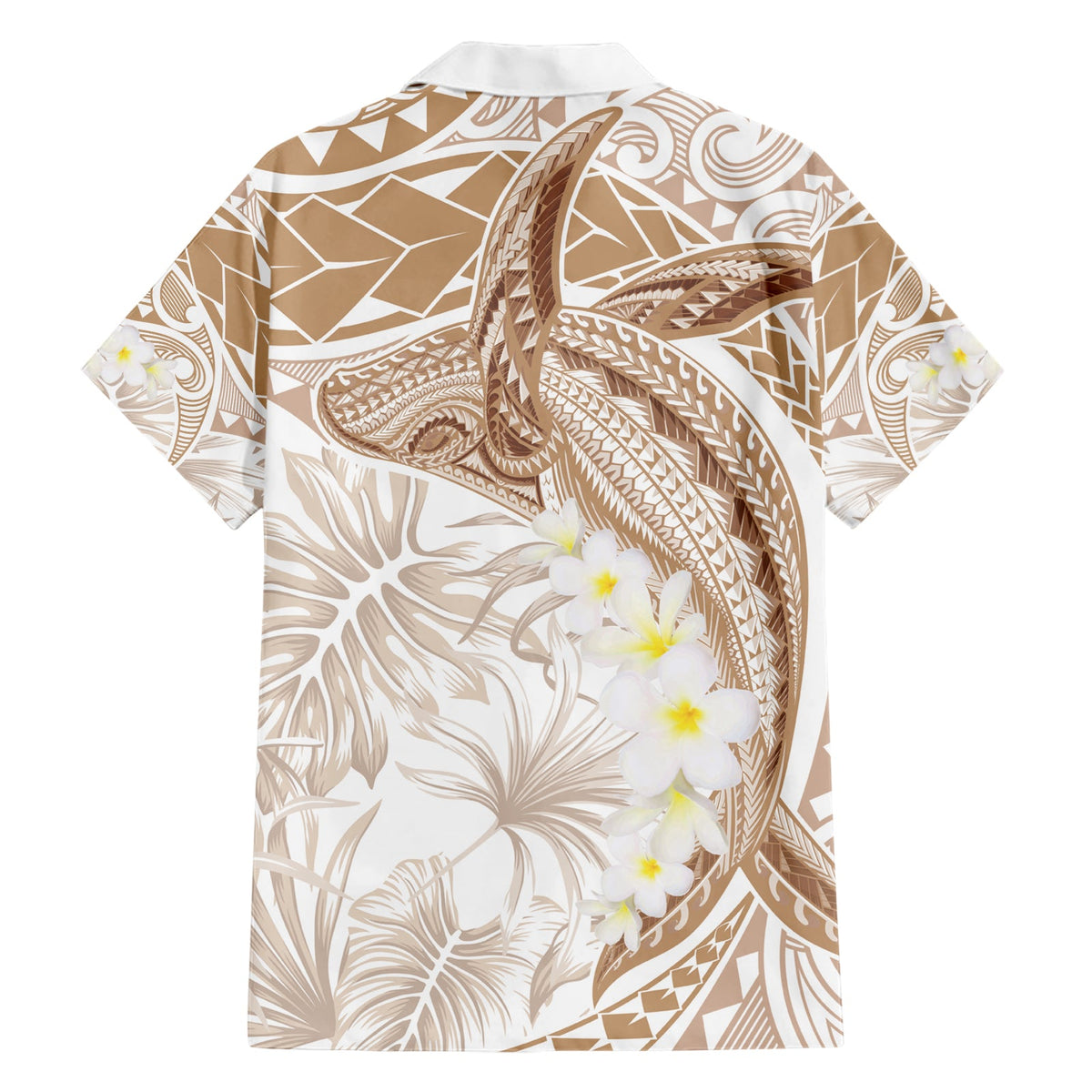 Polynesien Buckelwal Hawaiihemd Tropical Plumeria Beige LT7