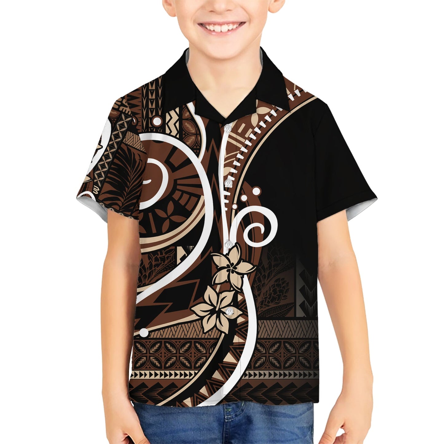 Samoa Siapo Hawaiihemd mit klassischem Motiv. Manuia le tutoatasi o Samoa Independence Black Style LT7