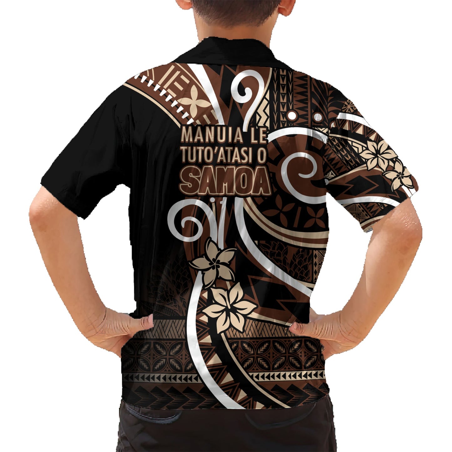 Samoa Siapo Hawaiihemd mit klassischem Motiv. Manuia le tutoatasi o Samoa Independence Black Style LT7