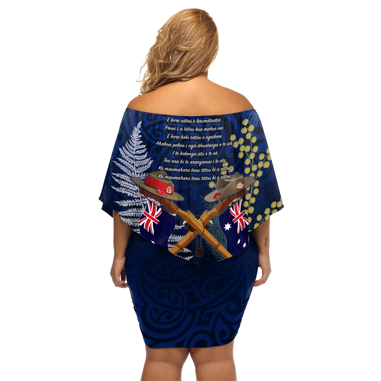 Anzac Day Aussie Mix Maori In Memories Schulterfreies Kurzes Kleid blumen LT7