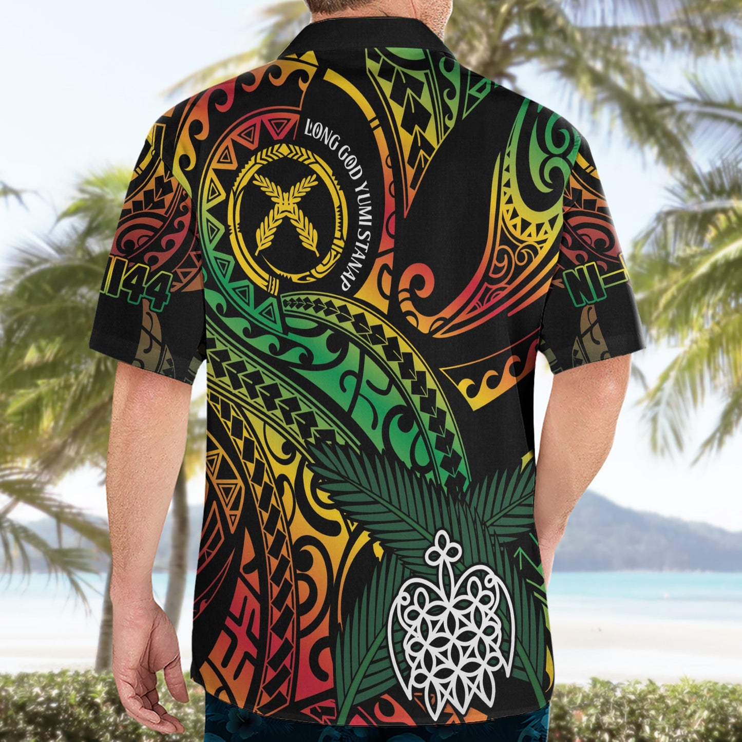 Vanuatu Indipendens Dei Hawaiihemd Mix Traditionelle Sandzeichnung LT7