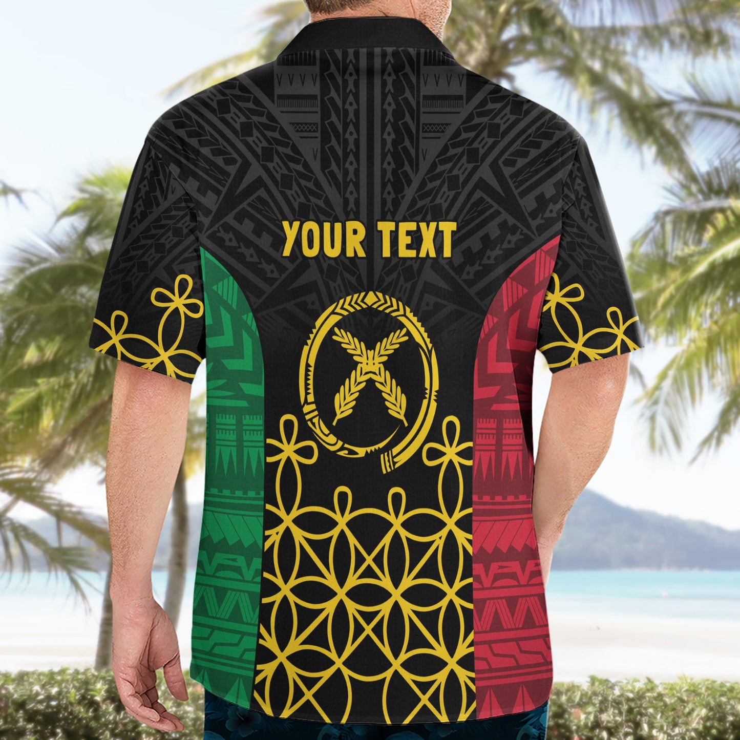 Vanuatu Indipendens Dei Hawaiihemd Tribal Sand Zeichnung LT7