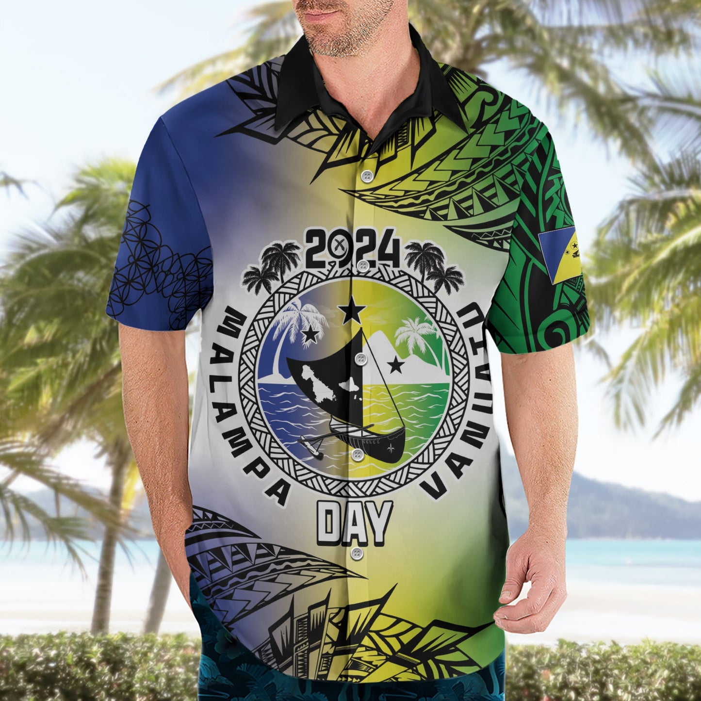 Malampa Day Hawaiihemd Emblem Farbverlauf Stil LT7