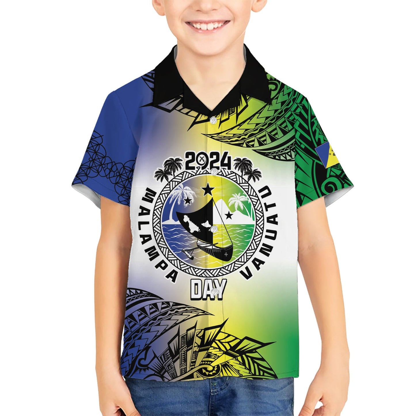 Malampa Day Hawaiihemd Emblem Farbverlauf Stil LT7