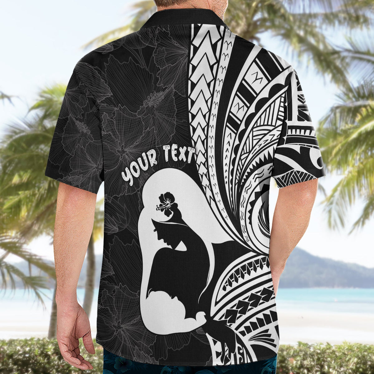 Muttertag Hawaiihemd Polynesia Vintage Hibiscus - Schwarz LT7