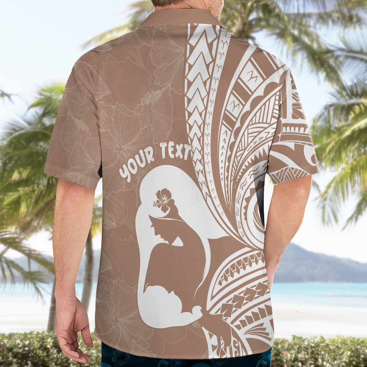 Muttertag Hawaiihemd Polynesia Vintage Hibiscus - Braun LT7