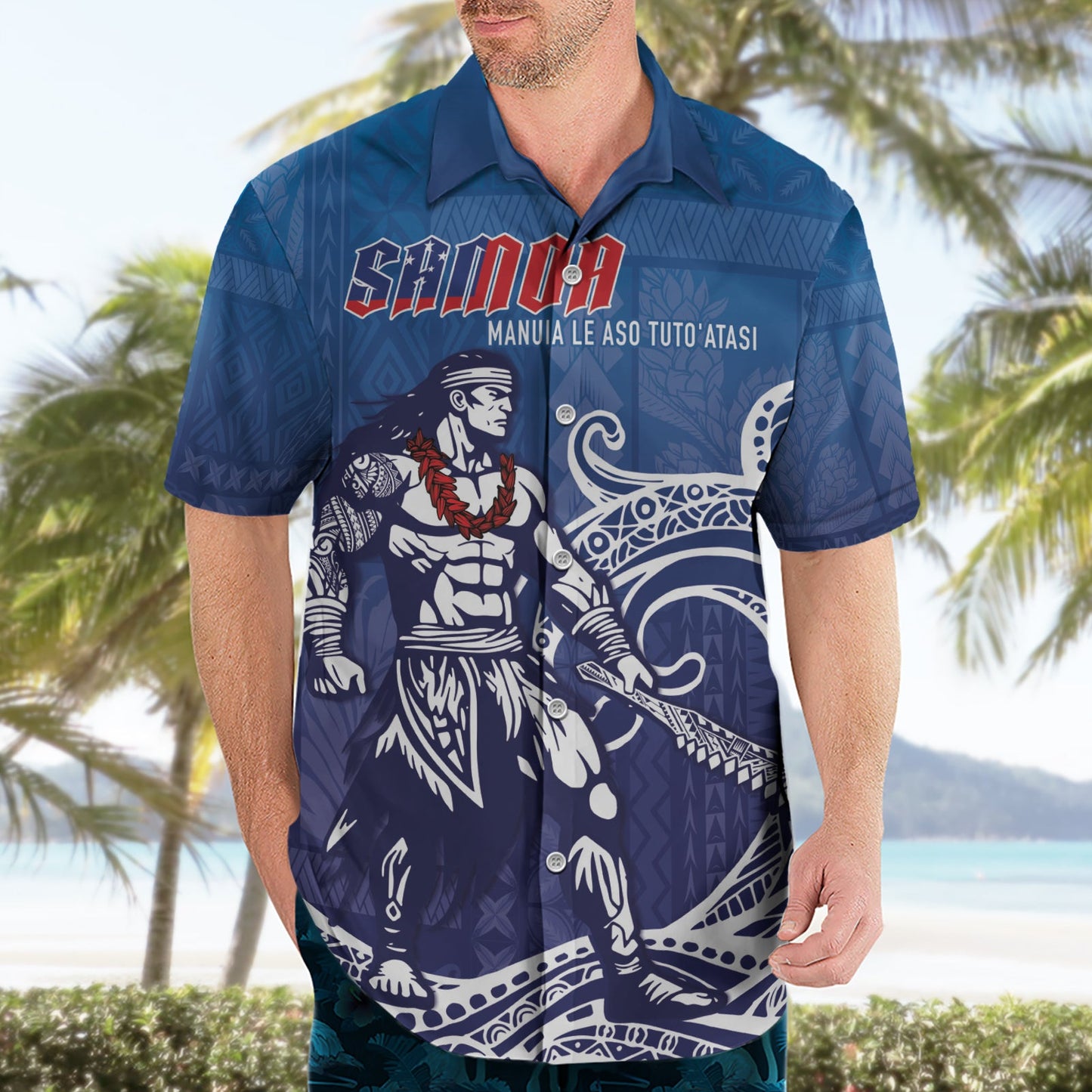 Samoa Manuia le Aso Tuto'atasi Siapo Motiv Hawaiihemd Krieger mit Nifo Oti LT7