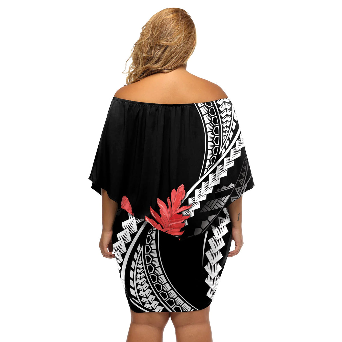 AAPI Heritage Month Schulterfreies, kurzes Kleid blumen Samoa Teuila LT7