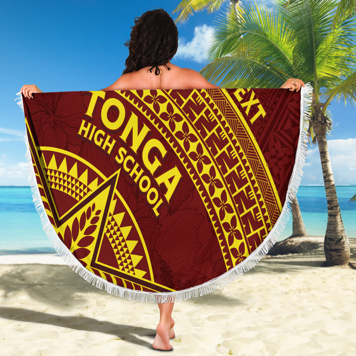 Hawaiianische Stranddecke mit Hibiskus-Tribal-Vintage-Motiv, Ver. 8, LT9