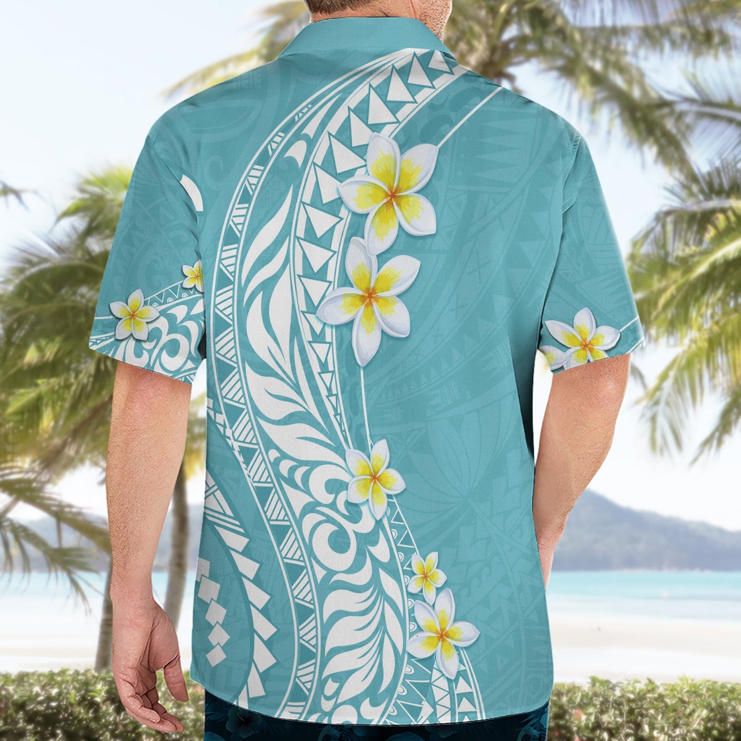 Hawaii Aloha Hawaiihemd Plumeria Vintage - Türkis LT7