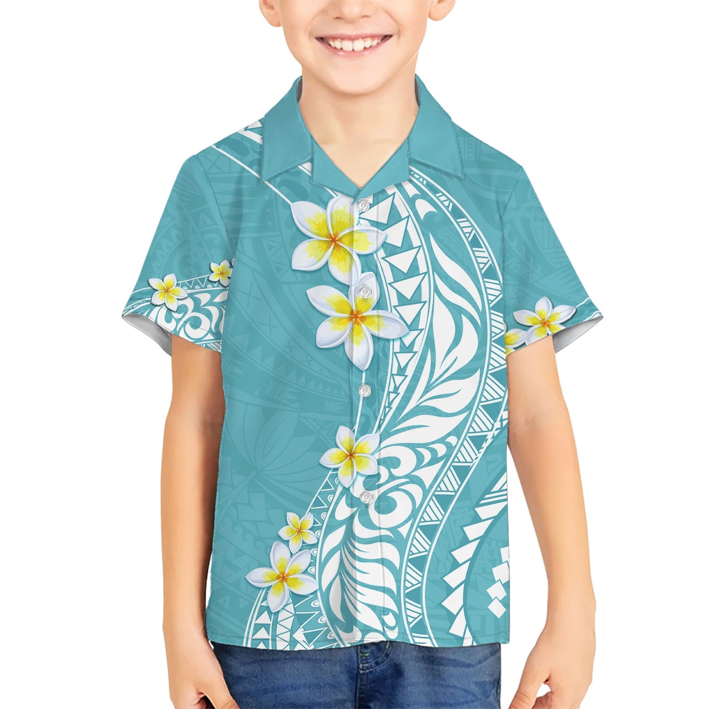 Hawaii Aloha Hawaiihemd Plumeria Vintage - Türkis LT7