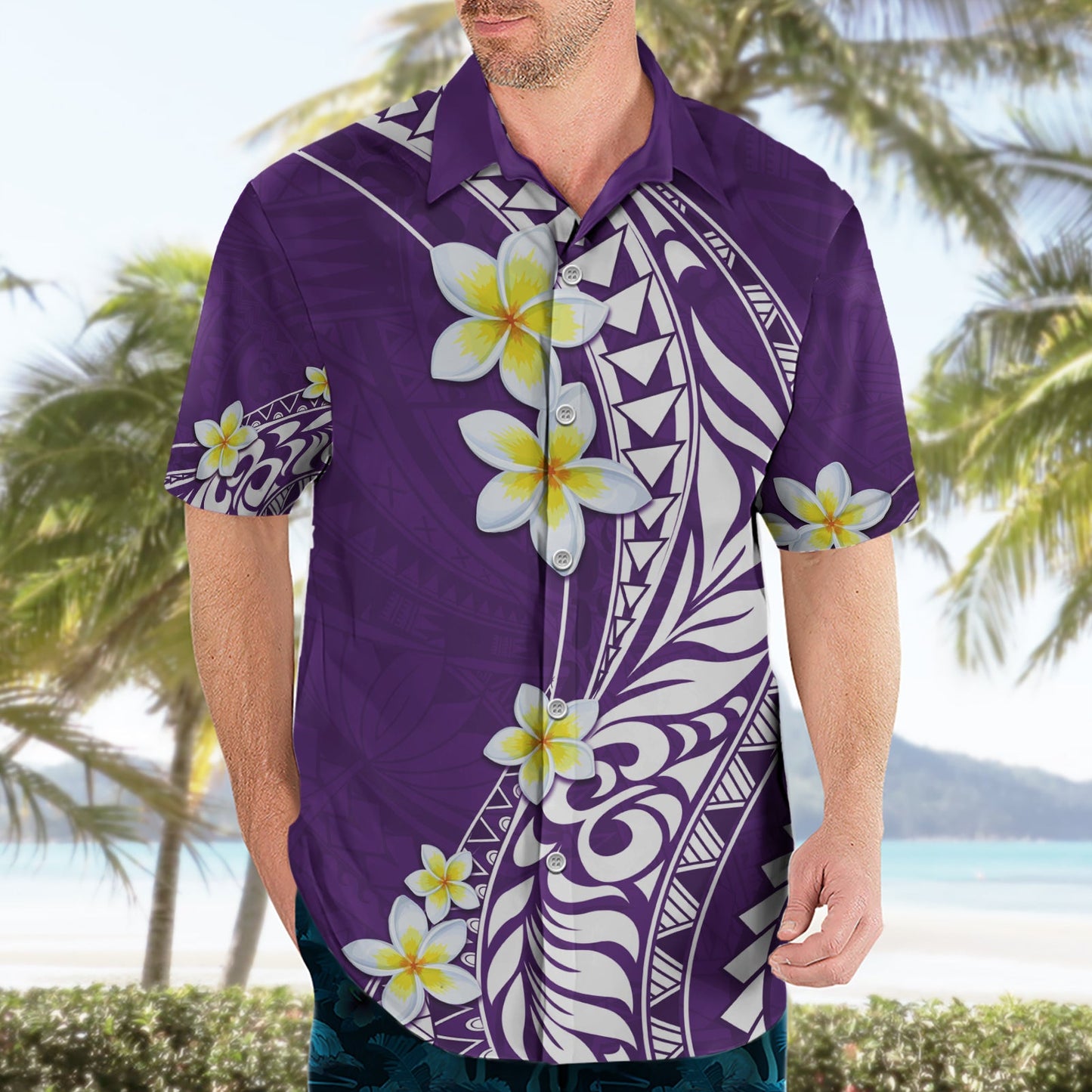 Hawaii Aloha Hawaiihemd Plumeria Vintage - Violett LT7