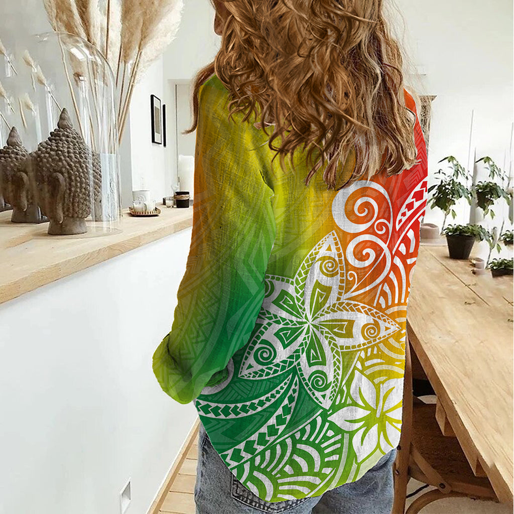 Polynesia Damen Freizeithemd Plumeria Reggae Curves LT7