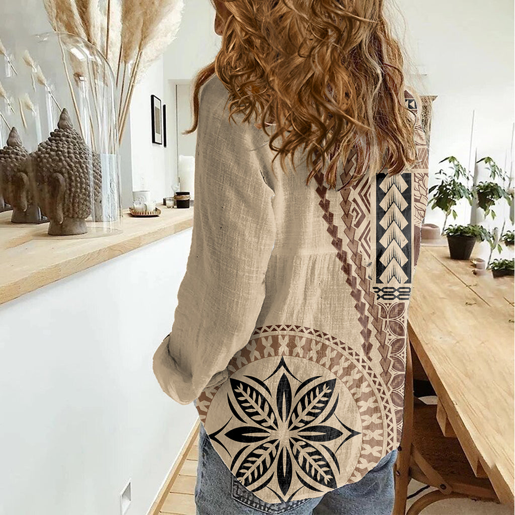 Samoa Siapo Motiv Damen Freizeithemd Klassischer Stil LT7