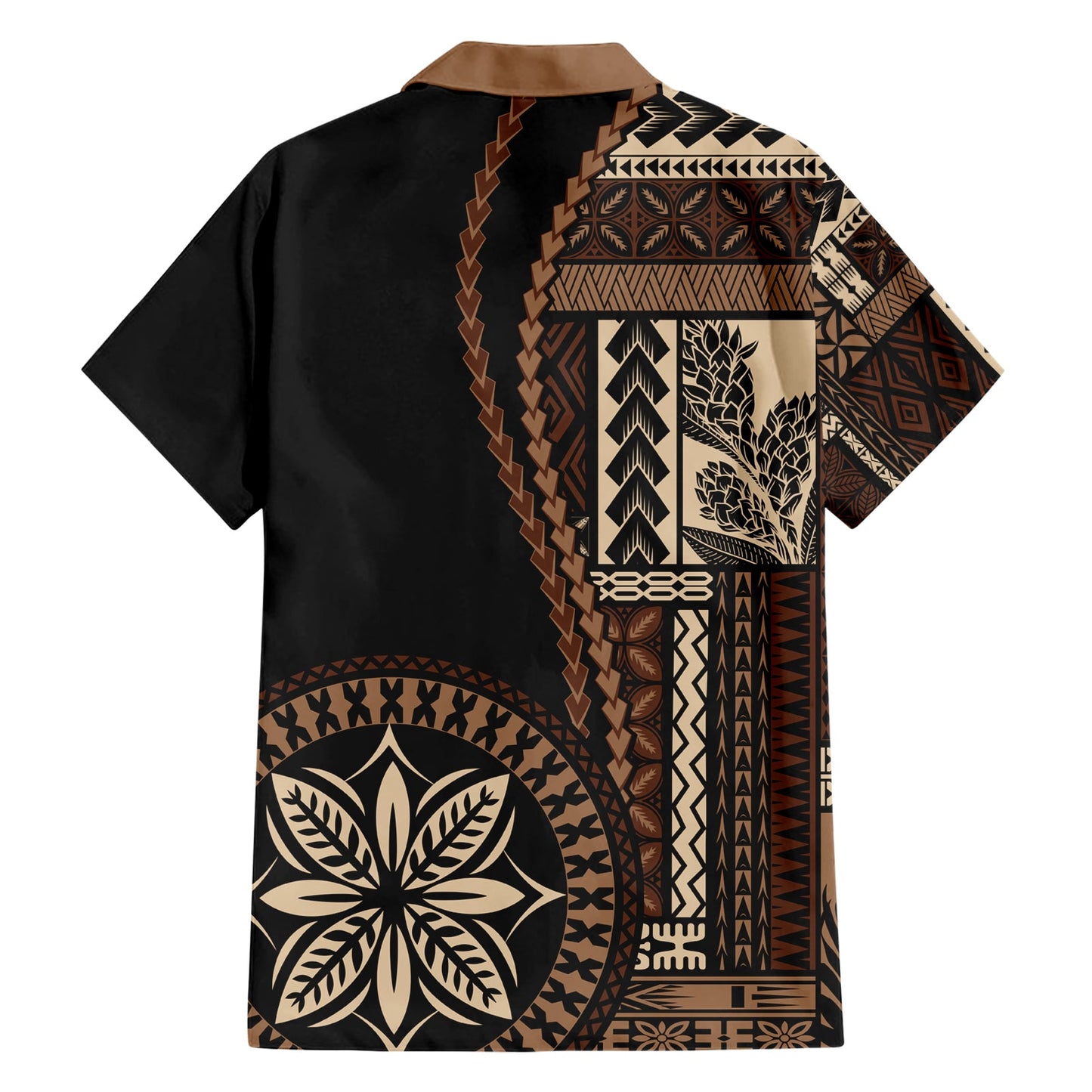 Hawaiihemd im klassischen Stil mit Samoa-Siapo-Motiv – Schwarz, Version LT7