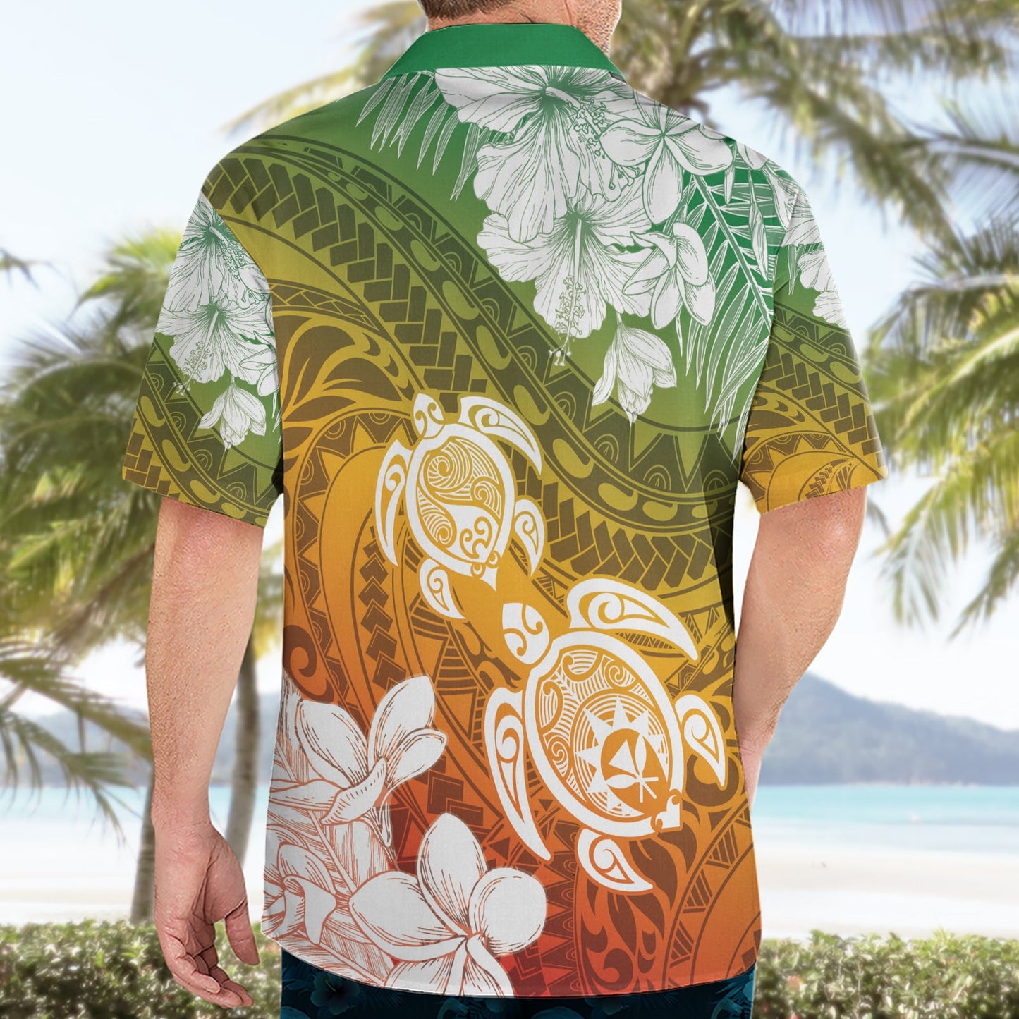 Kanaka Maoli Hawaiian Shirt mit Flaggen-Tag, lebendige Frangipani LT7