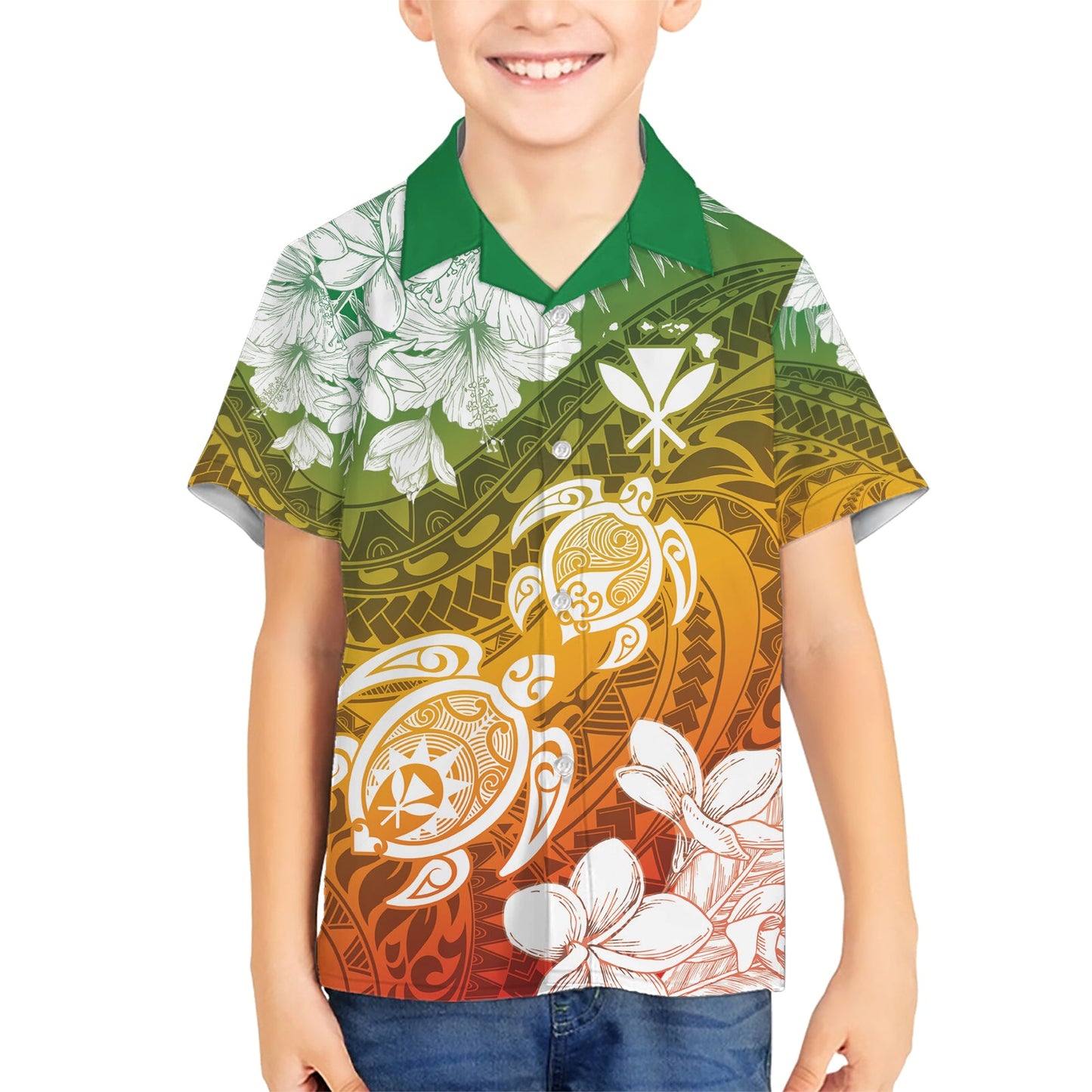 Kanaka Maoli Hawaiian Shirt mit Flaggen-Tag, lebendige Frangipani LT7